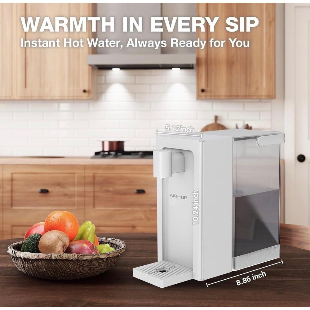 AIRHOP 3L Instant Hot Water Dispenser Countertop LED Touch Panel White Open Box - Picture 5 of 10